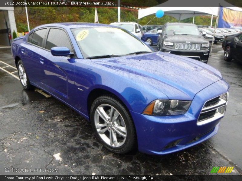 Blue Streak Pearl / Black 2012 Dodge Charger R/T Plus AWD