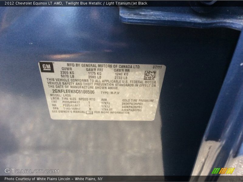 Twilight Blue Metallic / Light Titanium/Jet Black 2012 Chevrolet Equinox LT AWD