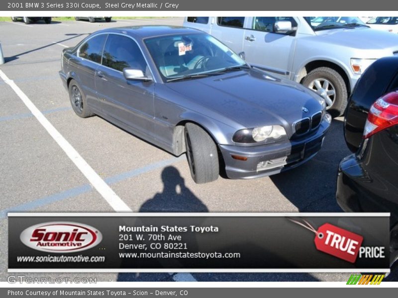 Steel Grey Metallic / Grey 2001 BMW 3 Series 330i Coupe