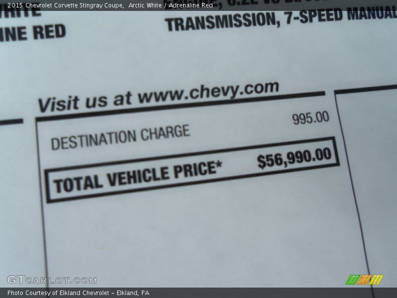 Arctic White / Adrenaline Red 2015 Chevrolet Corvette Stingray Coupe