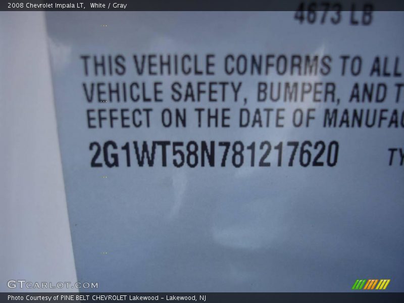 White / Gray 2008 Chevrolet Impala LT