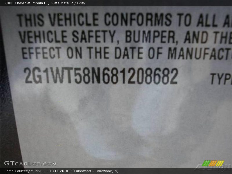 Slate Metallic / Gray 2008 Chevrolet Impala LT