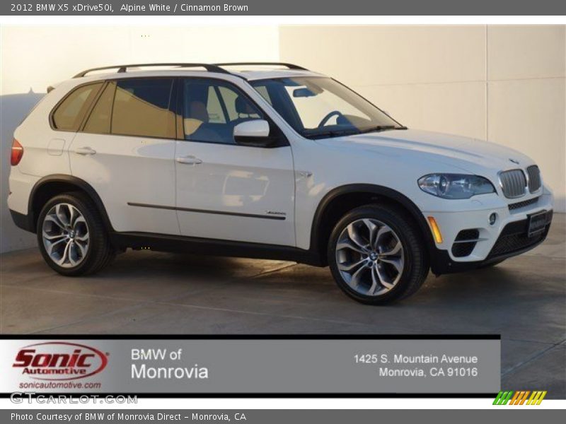 Alpine White / Cinnamon Brown 2012 BMW X5 xDrive50i