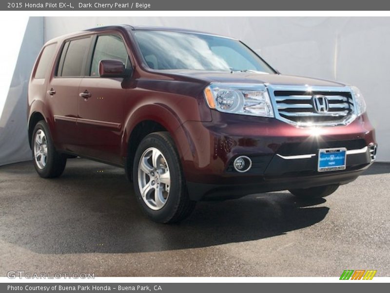 Dark Cherry Pearl / Beige 2015 Honda Pilot EX-L