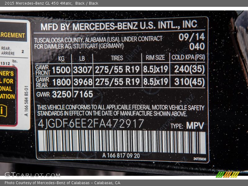 Black / Black 2015 Mercedes-Benz GL 450 4Matic