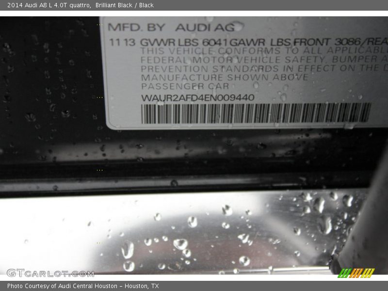 Brilliant Black / Black 2014 Audi A8 L 4.0T quattro