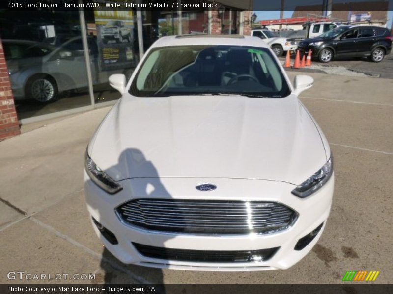 White Platinum Metallic / Charcoal Black 2015 Ford Fusion Titanium AWD