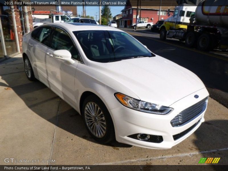 White Platinum Metallic / Charcoal Black 2015 Ford Fusion Titanium AWD