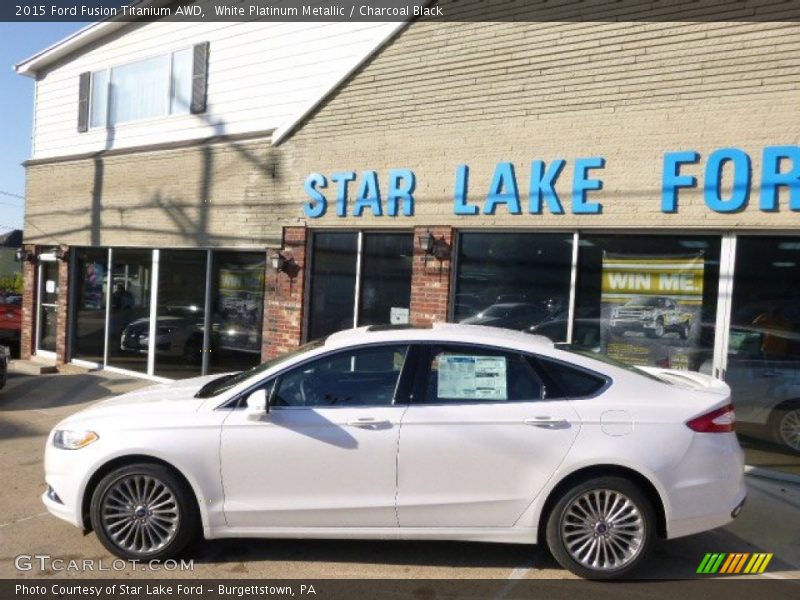 White Platinum Metallic / Charcoal Black 2015 Ford Fusion Titanium AWD