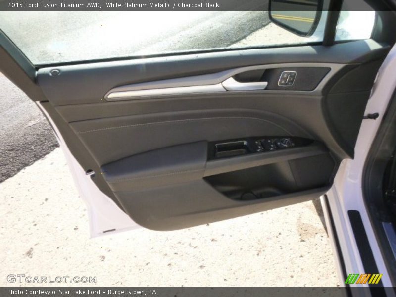 White Platinum Metallic / Charcoal Black 2015 Ford Fusion Titanium AWD