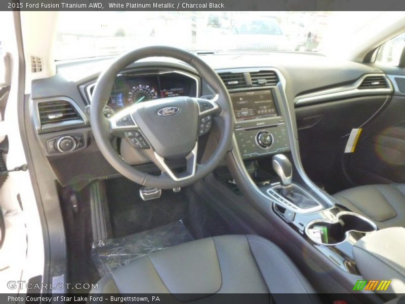 White Platinum Metallic / Charcoal Black 2015 Ford Fusion Titanium AWD