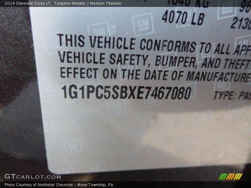 Tungsten Metallic / Medium Titanium 2014 Chevrolet Cruze LT
