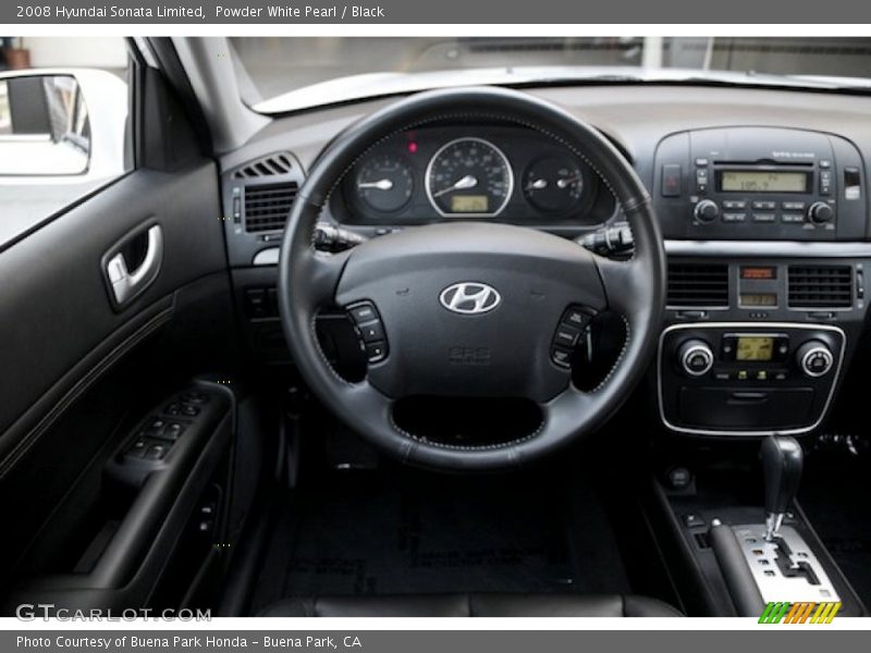 Powder White Pearl / Black 2008 Hyundai Sonata Limited