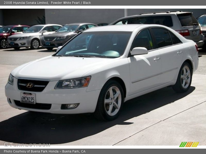 Powder White Pearl / Black 2008 Hyundai Sonata Limited