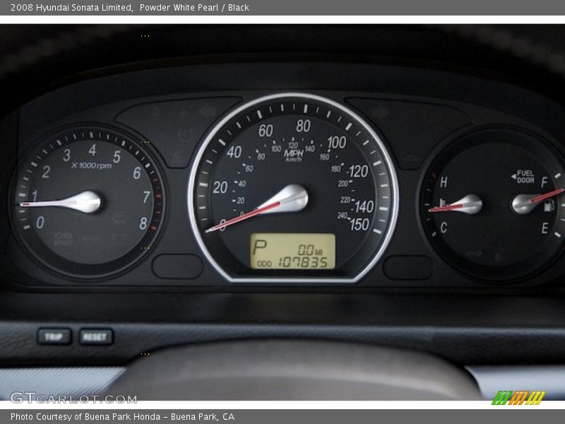 Powder White Pearl / Black 2008 Hyundai Sonata Limited