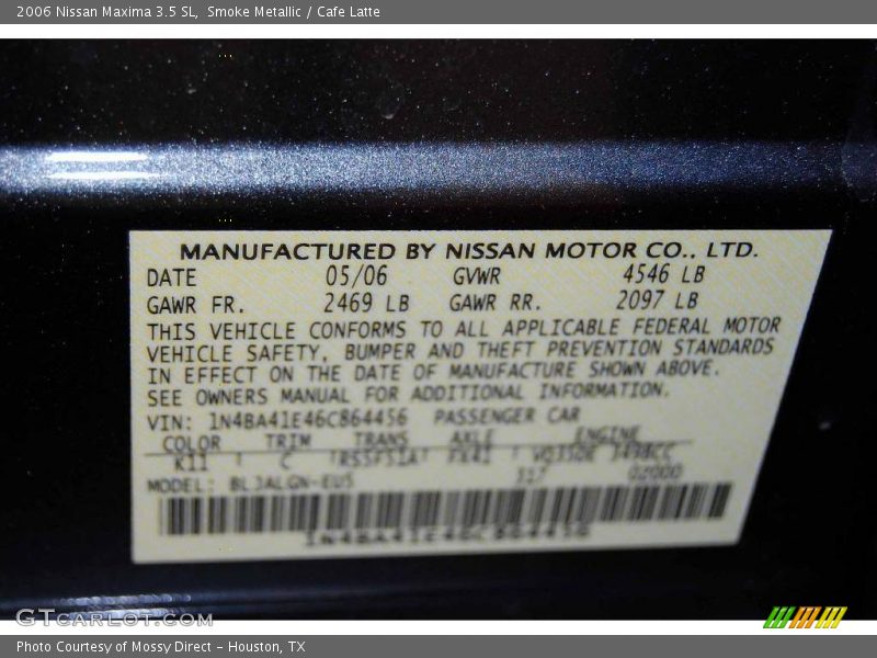 Smoke Metallic / Cafe Latte 2006 Nissan Maxima 3.5 SL