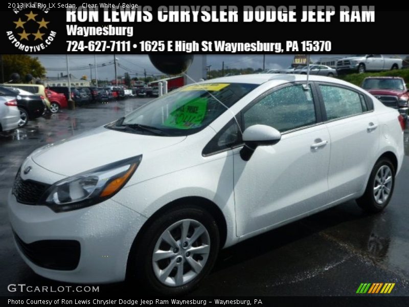 Clear White / Beige 2013 Kia Rio LX Sedan