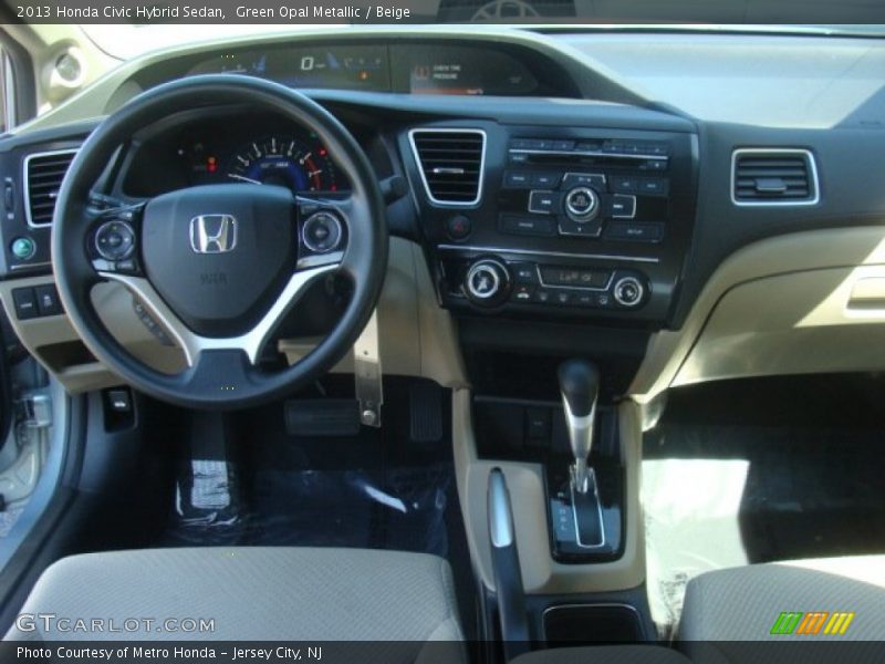 Green Opal Metallic / Beige 2013 Honda Civic Hybrid Sedan