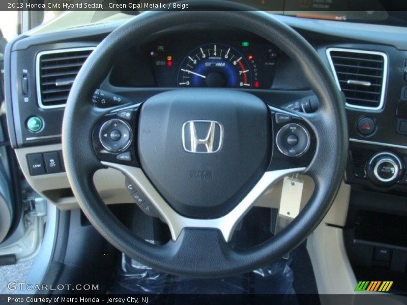 Green Opal Metallic / Beige 2013 Honda Civic Hybrid Sedan