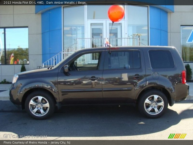 Dark Amber Metallic / Beige 2013 Honda Pilot EX-L 4WD