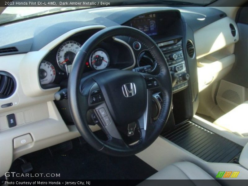 Dark Amber Metallic / Beige 2013 Honda Pilot EX-L 4WD