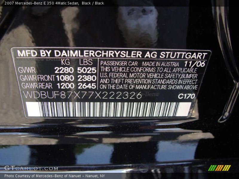 Black / Black 2007 Mercedes-Benz E 350 4Matic Sedan