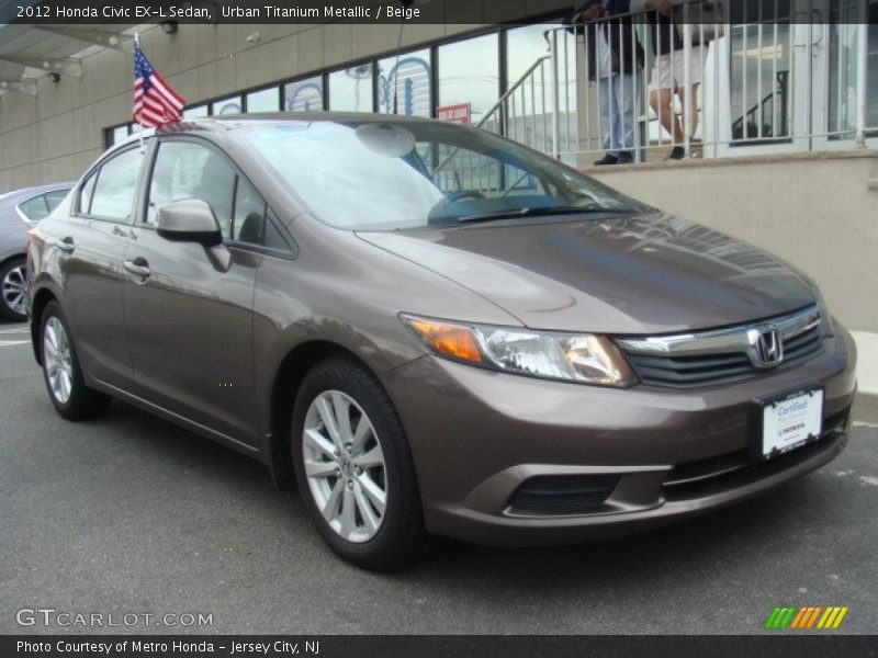 Urban Titanium Metallic / Beige 2012 Honda Civic EX-L Sedan