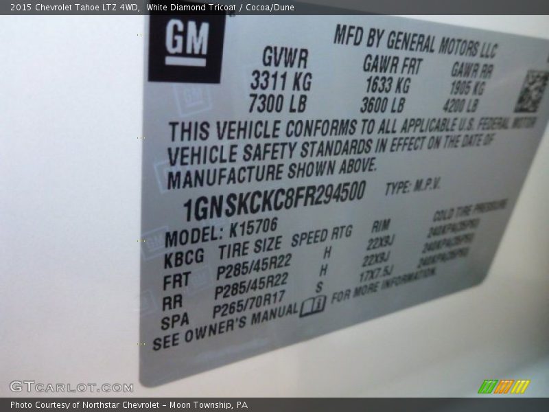 White Diamond Tricoat / Cocoa/Dune 2015 Chevrolet Tahoe LTZ 4WD