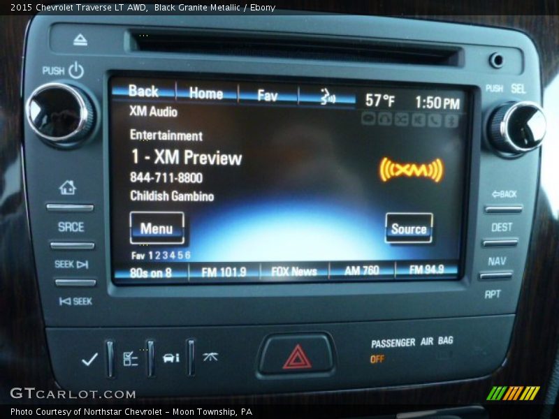Black Granite Metallic / Ebony 2015 Chevrolet Traverse LT AWD