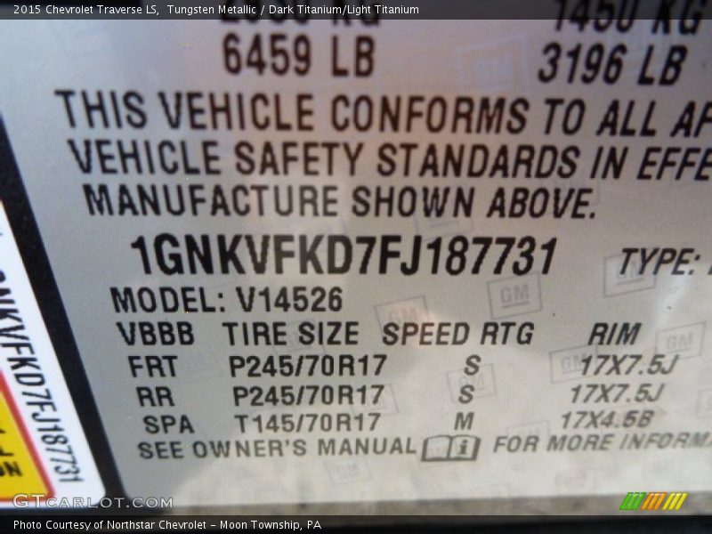 Tungsten Metallic / Dark Titanium/Light Titanium 2015 Chevrolet Traverse LS