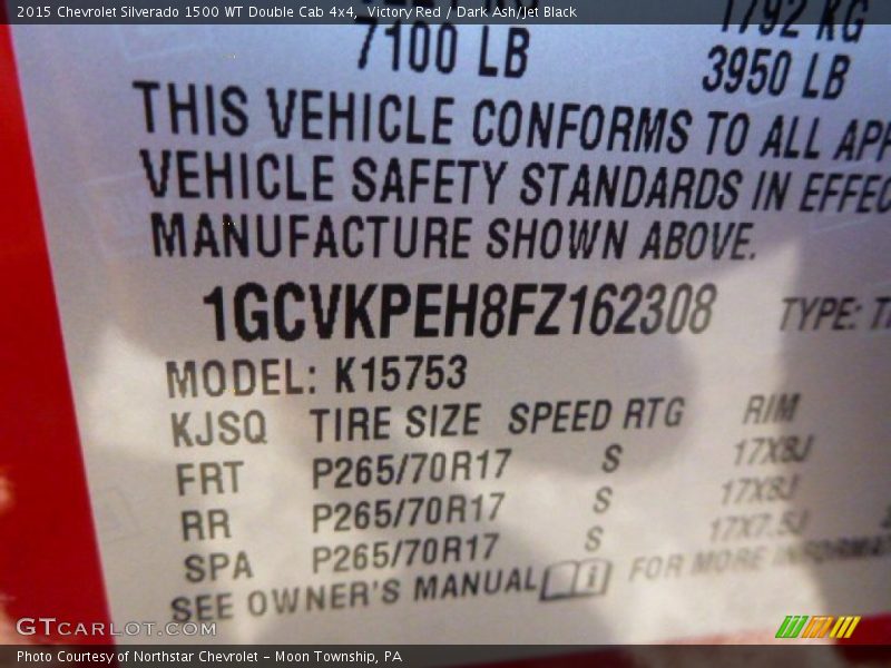 Victory Red / Dark Ash/Jet Black 2015 Chevrolet Silverado 1500 WT Double Cab 4x4
