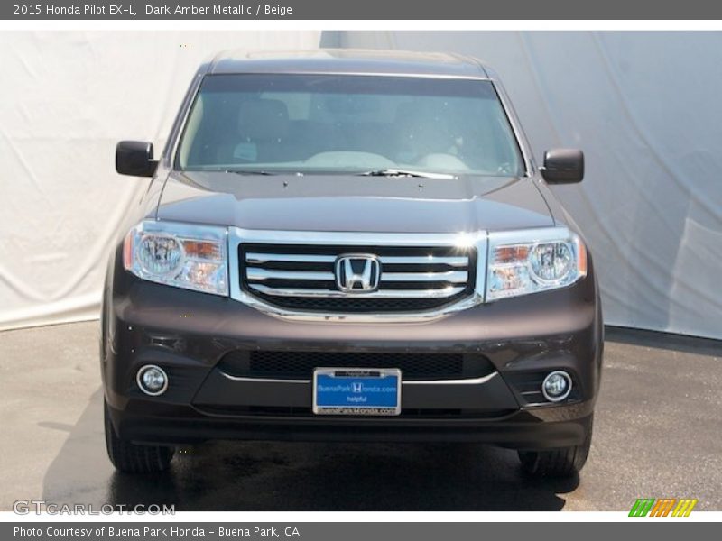 Dark Amber Metallic / Beige 2015 Honda Pilot EX-L