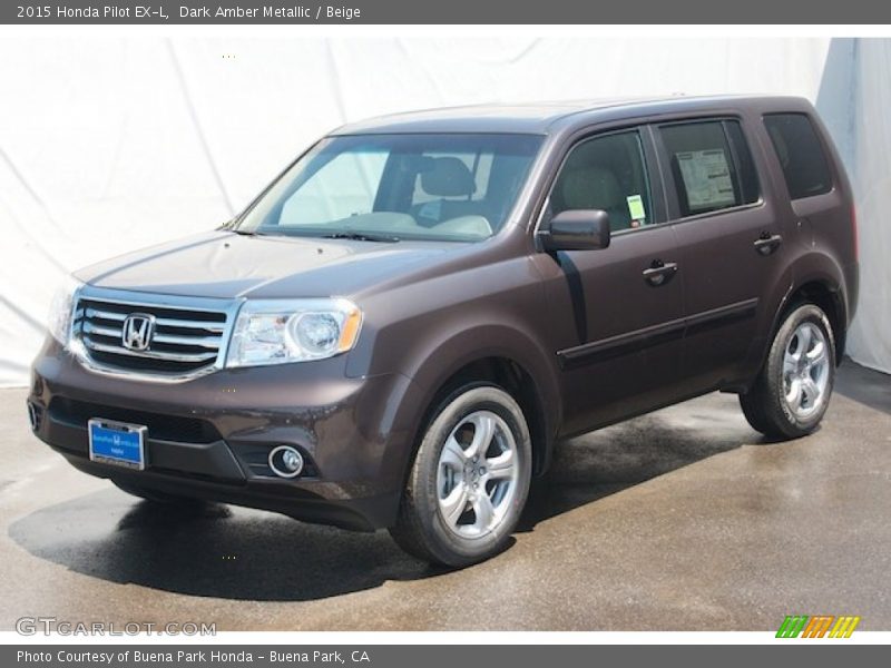 Dark Amber Metallic / Beige 2015 Honda Pilot EX-L