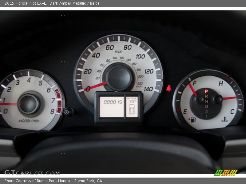 Dark Amber Metallic / Beige 2015 Honda Pilot EX-L