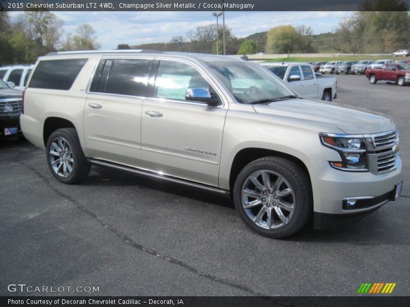 Champagne Silver Metallic / Cocoa/Mahogany 2015 Chevrolet Suburban LTZ 4WD