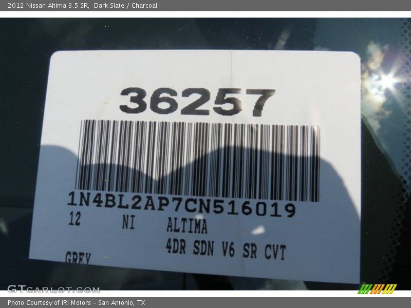 Dark Slate / Charcoal 2012 Nissan Altima 3.5 SR