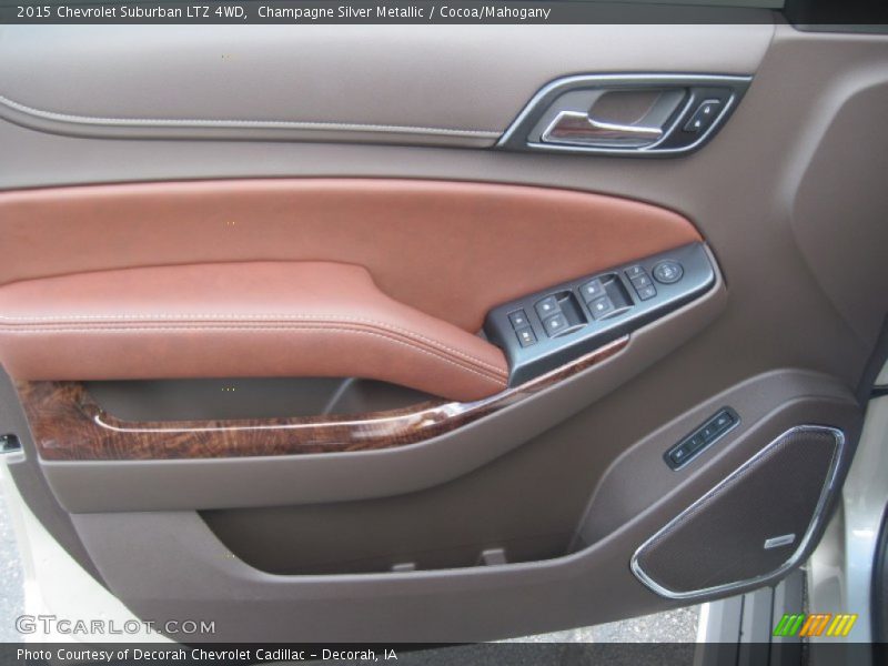 Champagne Silver Metallic / Cocoa/Mahogany 2015 Chevrolet Suburban LTZ 4WD