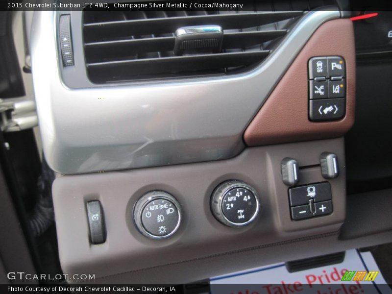 Champagne Silver Metallic / Cocoa/Mahogany 2015 Chevrolet Suburban LTZ 4WD
