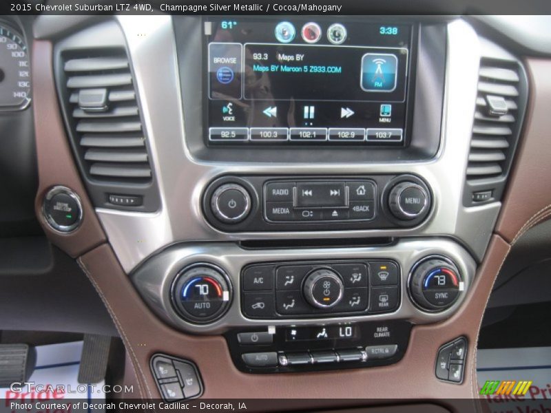 Champagne Silver Metallic / Cocoa/Mahogany 2015 Chevrolet Suburban LTZ 4WD