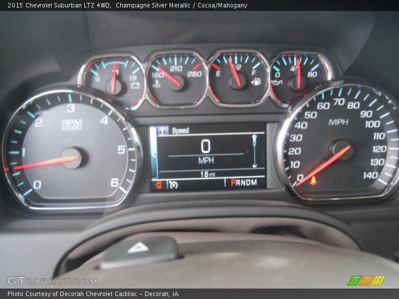 Champagne Silver Metallic / Cocoa/Mahogany 2015 Chevrolet Suburban LTZ 4WD
