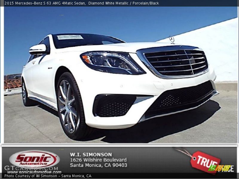 Diamond White Metallic / Porcelain/Black 2015 Mercedes-Benz S 63 AMG 4Matic Sedan