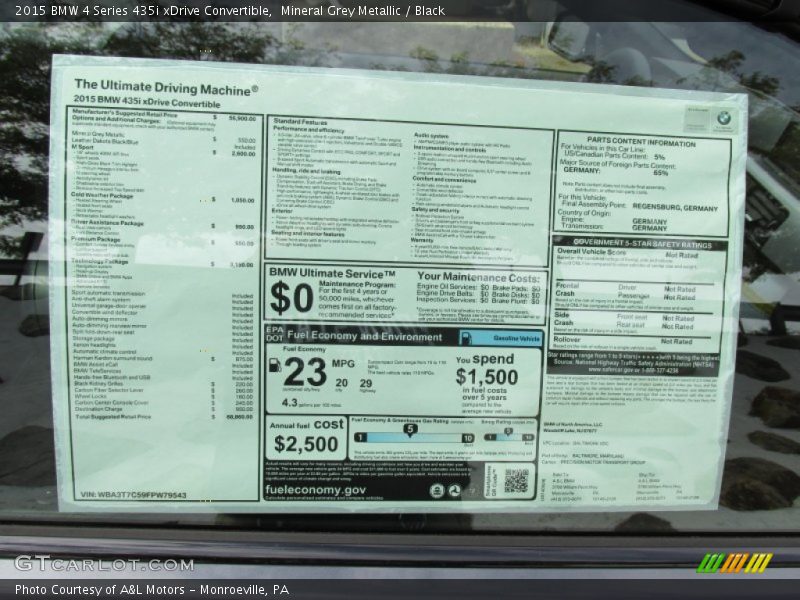  2015 4 Series 435i xDrive Convertible Window Sticker