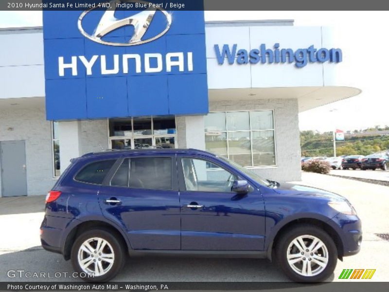 Indigo Blue Pearl / Beige 2010 Hyundai Santa Fe Limited 4WD