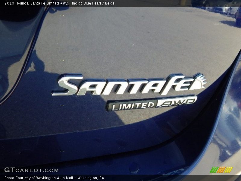 Indigo Blue Pearl / Beige 2010 Hyundai Santa Fe Limited 4WD