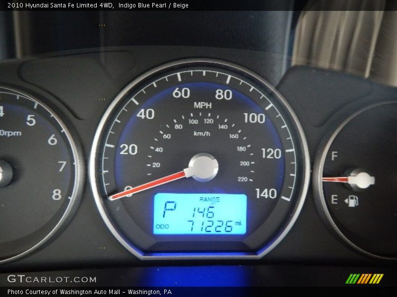 Indigo Blue Pearl / Beige 2010 Hyundai Santa Fe Limited 4WD