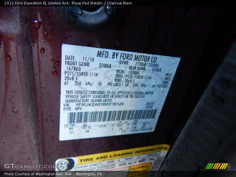 Royal Red Metallic / Charcoal Black 2011 Ford Expedition EL Limited 4x4
