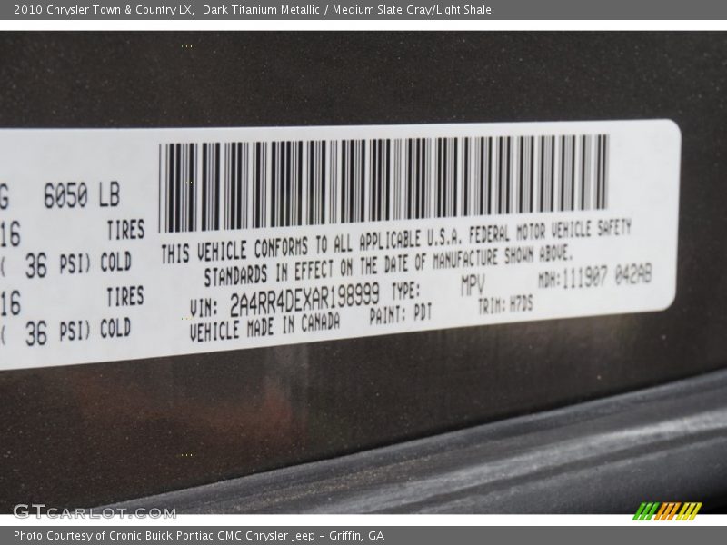 Dark Titanium Metallic / Medium Slate Gray/Light Shale 2010 Chrysler Town & Country LX
