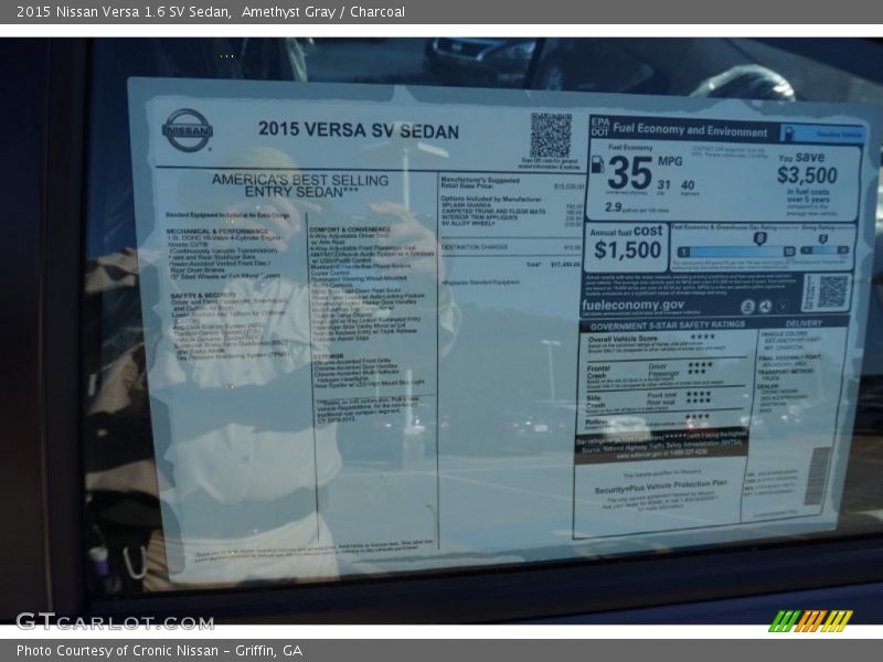 Amethyst Gray / Charcoal 2015 Nissan Versa 1.6 SV Sedan