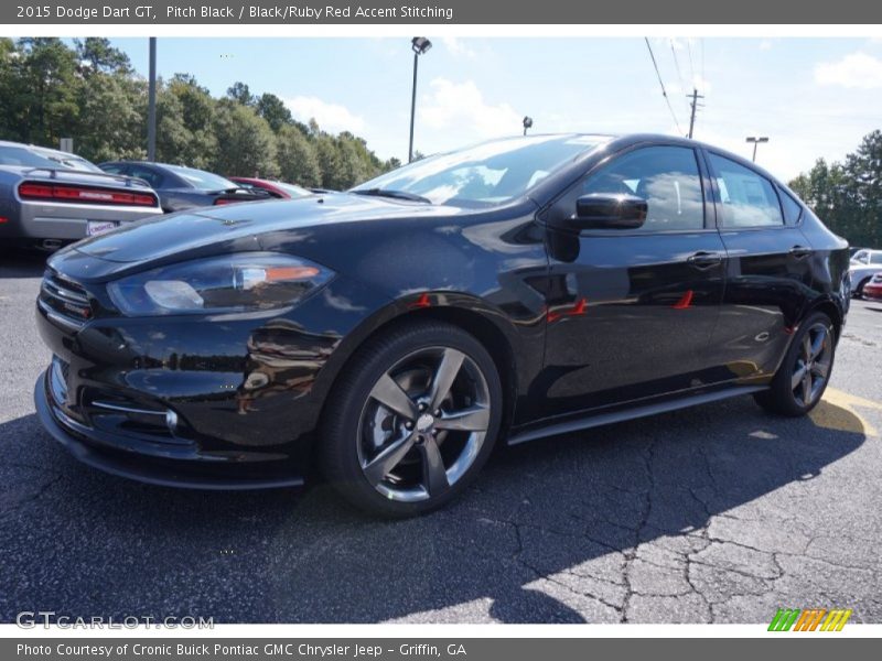 Pitch Black / Black/Ruby Red Accent Stitching 2015 Dodge Dart GT