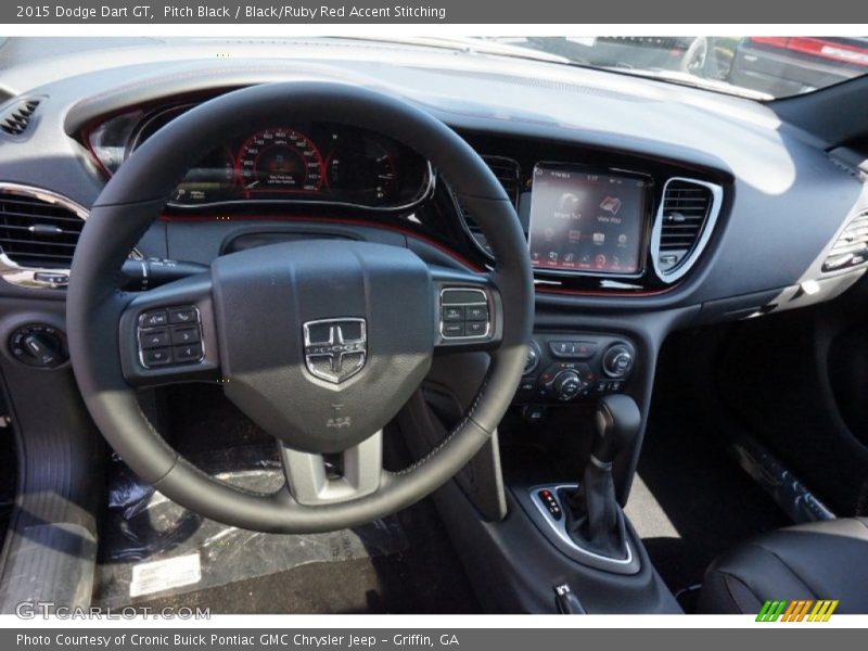 Pitch Black / Black/Ruby Red Accent Stitching 2015 Dodge Dart GT